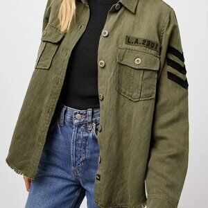 Rails Women’s Loren Linen Shirt Jacket Shacket Military Olive Green Medium,